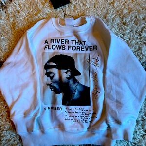 Boys New 2pac crew neck sweater with picture and poem